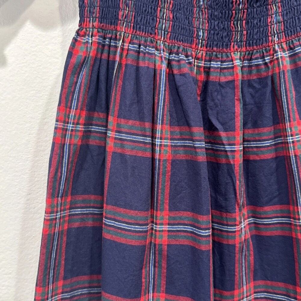 HILL HOUSE Dress Athena Plaid Print Dress Navy Blue Red Preppy Academia Small - Picture 4 of 8